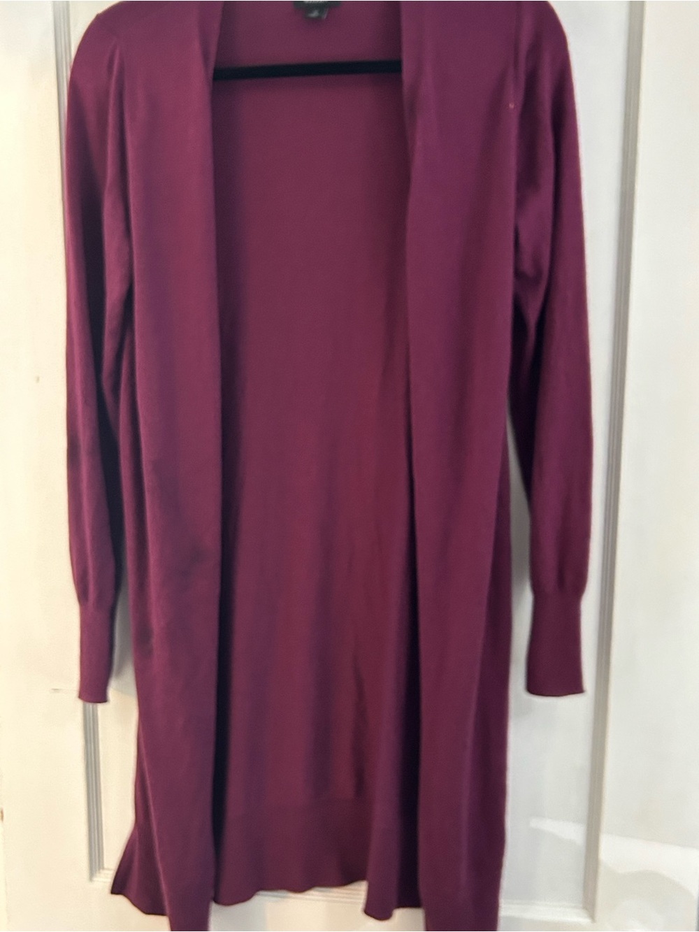 Halogen Open-Front Women’s Cardigan Sweater in Burgundy